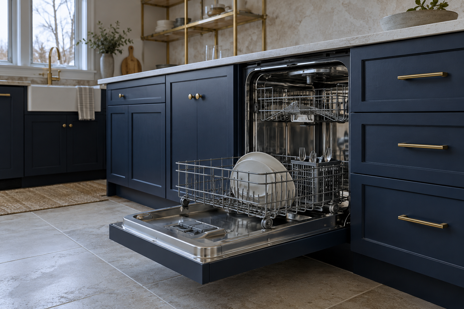 Illustrative Viking dishwasher in a residential kitchen — AI image for Sub-Zero Repair New Castle
