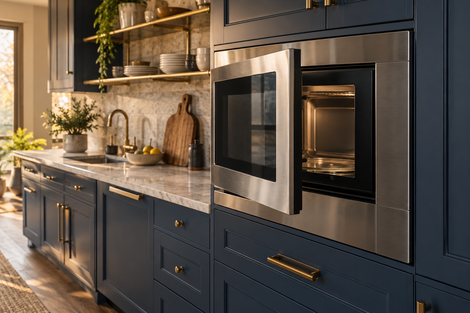 Illustrative Wolf microwave in a residential kitchen — AI image for Sub-Zero Repair New Castle