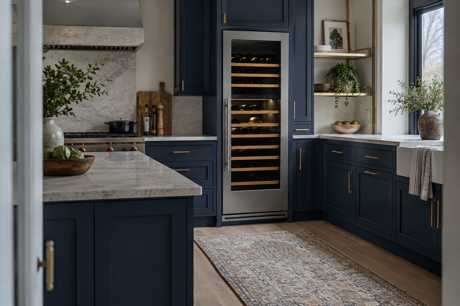 Illustrative Thermador wine cooler in a residential kitchen — AI image for Sub-Zero Repair New Castle