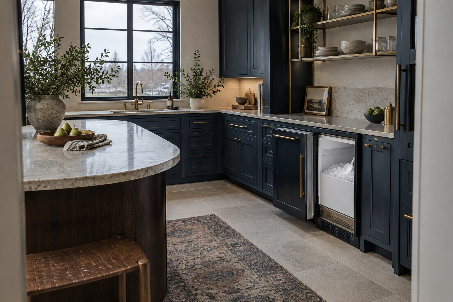 Illustrative Sub-Zero ice maker in a residential kitchen — AI image for Sub-Zero Repair New Castle